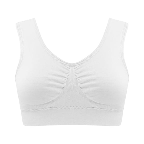 dazeni Women's Sports Bras Smoothing Scoop Wireless Bra No Underwire Full Coverage Bralettes Seamless Scoop Neck Front Pleated Everyday Bra for Women