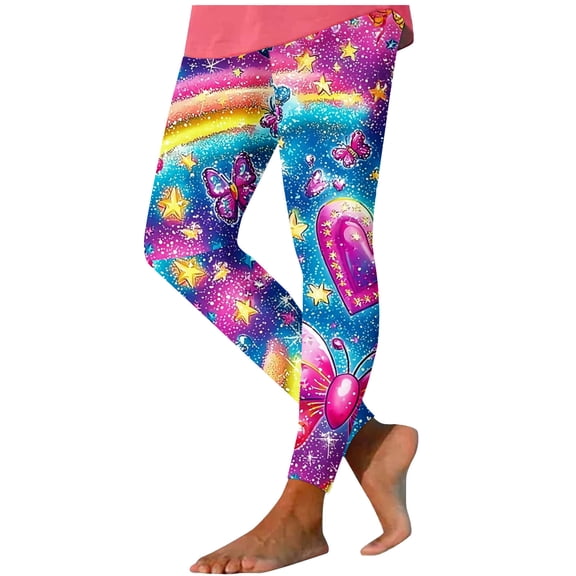 dazeni Women's Valentine's Day Leggings Holiday Graphic High Waist Workout Leggings 4-Way Stretch Running Yoga Pants Hot Pink XL