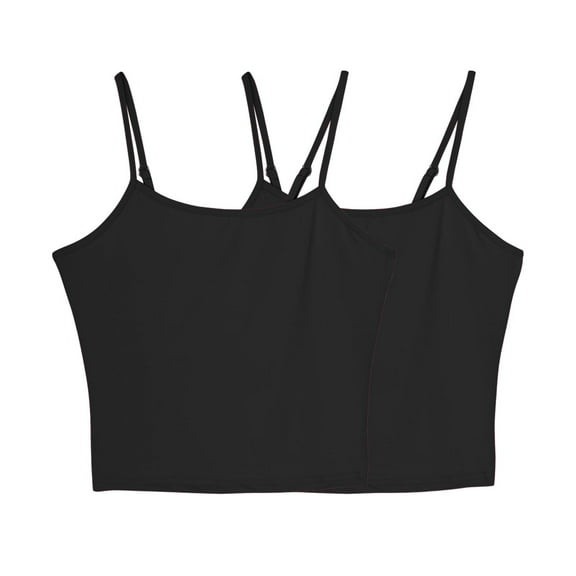 dazeni Womens 2 Pack Adjustable Spaghetti Strap Camisole Top Slim Fitted Basic Crop Cami Tops Y2k Going out Tops