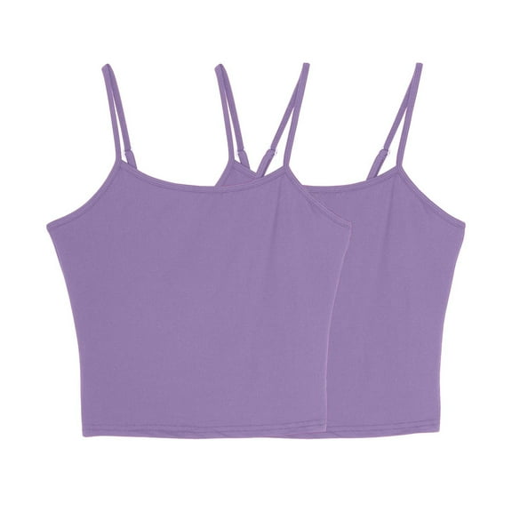 dazeni Womens 2 Pack Adjustable Spaghetti Strap Camisole Top Slim Fitted Basic Crop Cami Tops Y2k Going out Tops