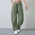 thumbnail image 1 of dazeni Womens Barrel Sweatpants High Waisted Wide Leg Sweatpants Solid Color Comfy Drawstring Athletic Baggy Pants Y2k Lounge Bottom with Pockets Green M, 1 of 9