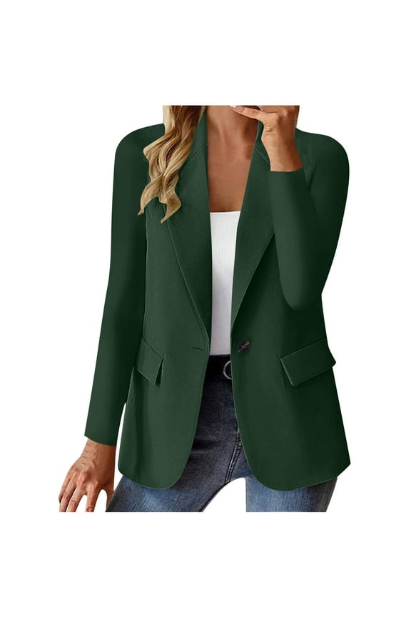 Womens Casual Blazers Jackets Lightweight Open Front Long Sleeve Jackets Solid Color Slim Fit Work Office Suit Jackets Blazer S-3XL
