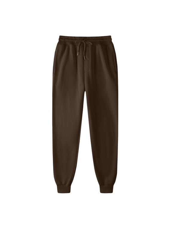 Womens Jogger with Pockets Comfy Athletic Running Petite/Regular Sweatpants Casual Drawstring Sweatpants for Travel Brown L