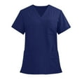 thumbnail image 1 of dazeni Womens Scrub Tops with Side Slite Lightweight Short Sleeve V Neck Nurse Uniform Work Blouse Loose Casual Solid Color Workout Pullover Shirt, 1 of 6