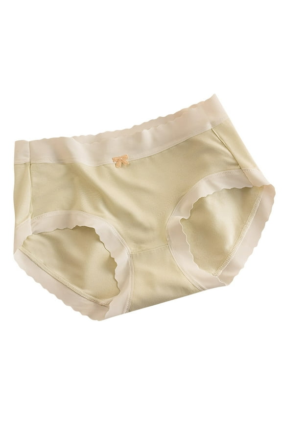 Womens Seamless Underwear Breathable Modal Mid Waist Thong Color Block Full Coverage Brief Ladies Panties Comfortable Undergarments for Women