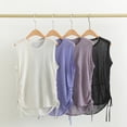 thumbnail image 1 of dazeni Womens Workout Athletic Shirts Mesh Sports Tank Tops Ruched Drawstring Sleeveless Crewneck Tee Blue Medium, 1 of 5