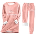 thumbnail image 1 of dazeni Yes I'M Still Freezing Me Girls Boys Crewneck Sweatsuit Sherpa Fleece Lined Sweatshirt Drawstrung Jogger Sweatpants Winter Going out Outfits, 1 of 8