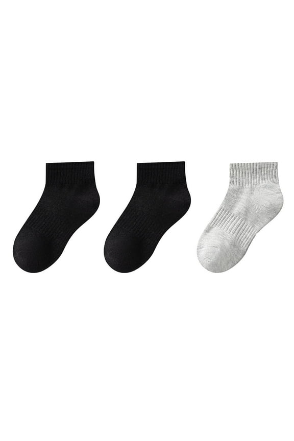 daznei Kids Boys Girls Ankle Socks 3 Pairs Lightweight Cotton Socks Sweat Absorbing Cushioned Sole Socks for Running Soccer Casual Wear 3-12 Years Black 12 Years