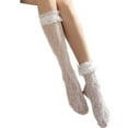 thumbnail image 1 of daznei Women Ruffle Cute Socks for Mid-Calf Lace Ruffle Frilly Comfortable Cotton Socks Solid Ankle Socks for Princess Performance Clothes White Free Size, 1 of 2