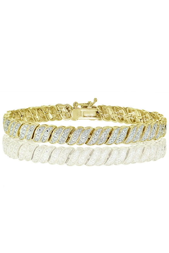 Wave Link Gold Tone Diamond Bracelet 0.25 ct. t.w. 7.5 in Gold