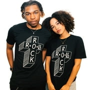 db deadbeat Rock & Roll Cross Motif Graphic Screen Print Eco-Friendly Black T-Shirt, Mens & Unisex