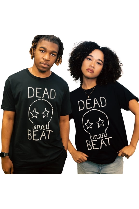 db deadbeat - Skull Motif Screen Print Black T-Shirt
