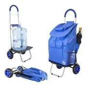 dbest products Bigger Trolley Dolly, Blue Shopping Grocery Foldable Cart