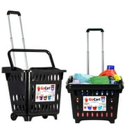 dbest products GoCart, Black Grocery Cart Shopping Laundry Basket on Wheels