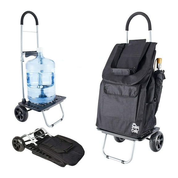 dbest products Portable Bigger Collapsible Folding Wagon Trolley Dolly, Black