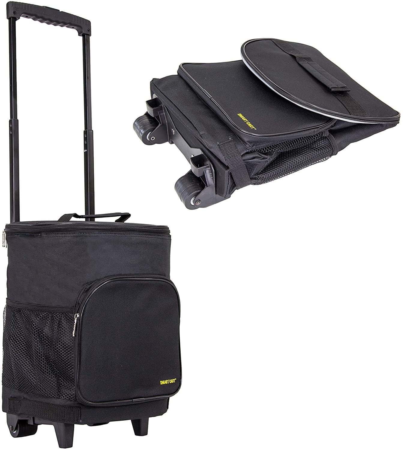 dbest products Ultra Compact Cooler Smart Cart, Black Insulated Collapsible Rolling Tailgate BBQ Beach Summer