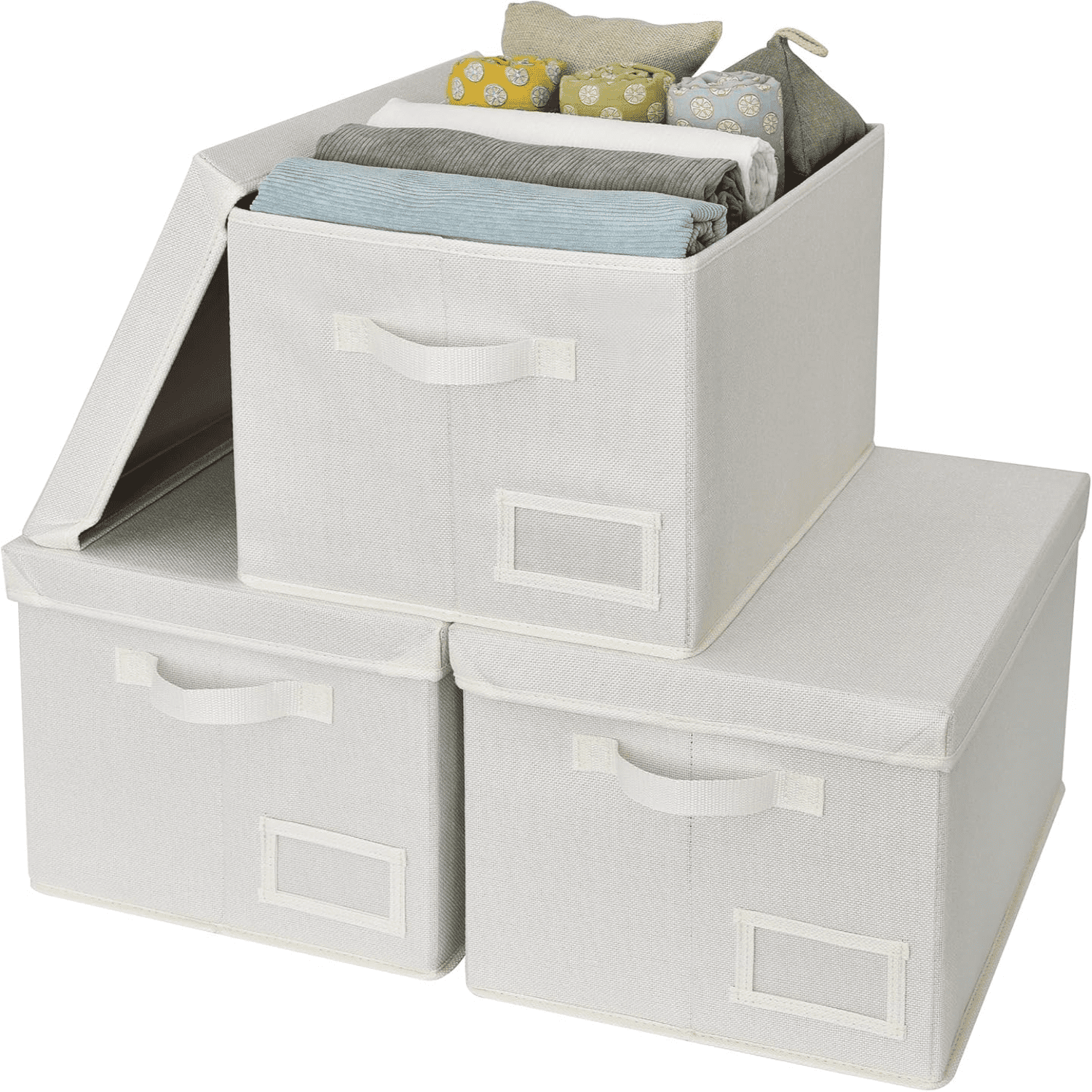 dbuonwo Closet Storage Bins Fabric Boxes with Lids Shelf Baskets for ...