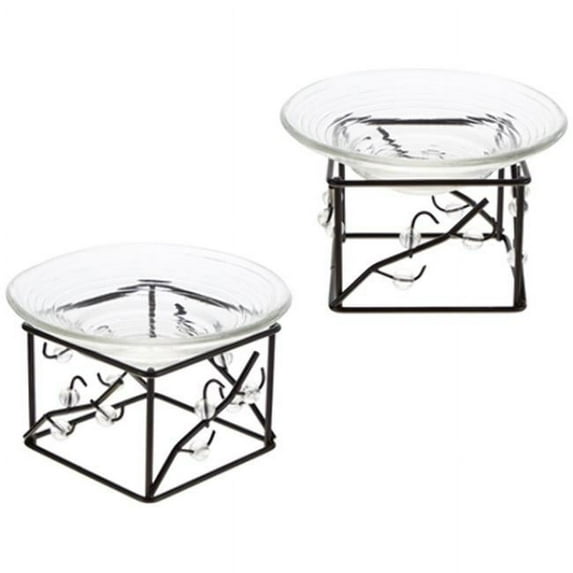 ddi 1996605 metal candle holder with glass plate - black case of 48