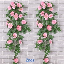 ddioayh 2 Pack Artificial Rose Garland for Wedding Home Decor, 36 Inch Fake Roses with Leaves, Plastic Hanging Floral Arrangement in 6 Colors, Farmhouse Vintage Indoor Outdoor Party Decoration