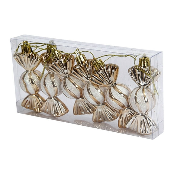 ddioayh 6 Pcs Christmas Candy Ornaments Glitter Hanging Decorations Plastic Peppermints for Christmas Tree Home Party Vintage Style Classic Decorative Holiday Decor (6 Pieces)