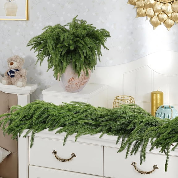 ddioayh 6PCS Artificial Pine Needle Pine Branches, Realistic Greenery Stems for Christmas Tree Xmas Holiday Decorations