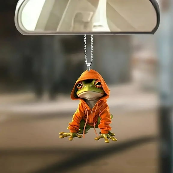 ddioayh Acrylic Frog Decoration Pendant with Hanging Rope - Dual-Sided Printed Christmas Tree Car Mirror Backpack Ornament for Festive Gift Home Decor