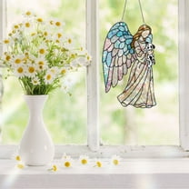 ddioayh Acrylic Guardian Angel & Dog Light Catcher Ornament - Colorful Garden Decor, Weather-Resistant & Shatterproof for Indoor Outdoor Use, Excellent Gift for Home Decoration