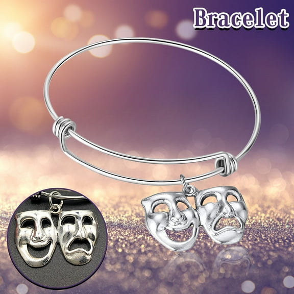 ddioayh Actor Bracelet Tragedy Vs Comedy Happy And Sad Bracelet Adjustable Stainless Steel Unisex Fashion Jewelry Gift