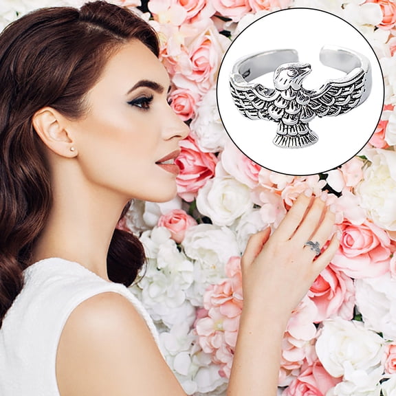 ddioayh Adjustable Eagle Ring in Cupronickel with Ancient Silver Plating for Men and Women
