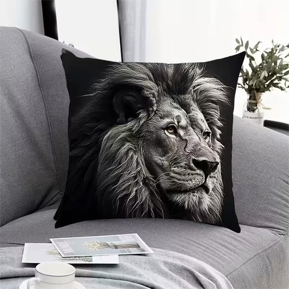 ddioayh Animals Design Linen Cushion Cover with Lion Wolf Patterns for Living Room Sofa Decor, 45x45cm Home Accent Pillow Case