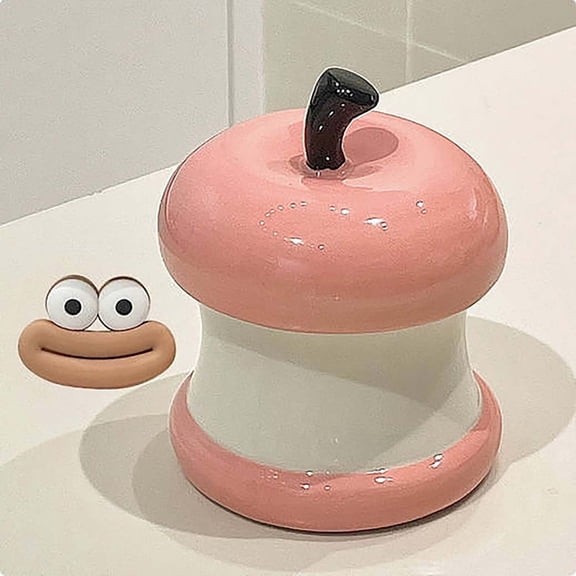 ddioayh Ashtray Ceramic Funny Face Character Two-Piece Set with Removable Lid Deep Bowl for Ash Containment Odor Control Compact Tabletop Design for Home Office