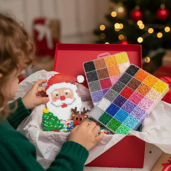 ddioayh Beading Kit With Pegboards and Ironing Paper for Kids Adults Family Party Creative Art Project, 500g Lightweight, Multi-Color Drop-Resistant DIY Craft Set for Holiday Gifts and Home Decor