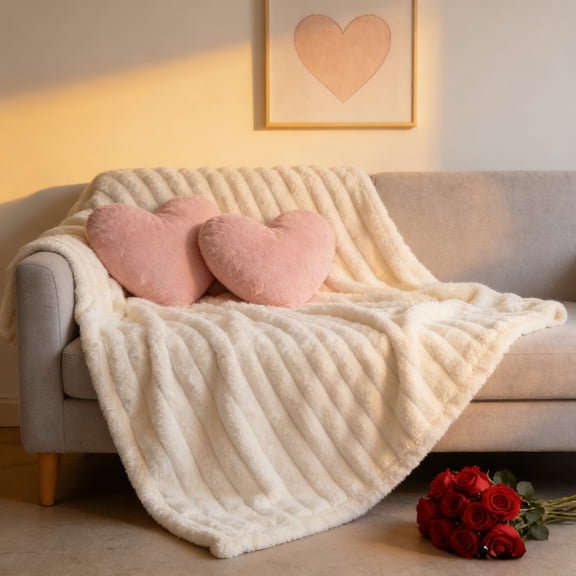 ddioayh Blanket Premium Soft Thick Double Layer Raschel Design for Winter Warmth on Bed Sofa 70x100cm Cozy Throw with Striped Detail