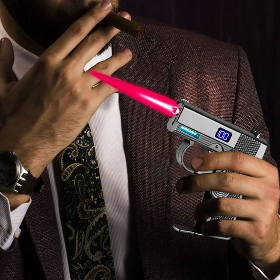 ddioayh Butane Torch Lighter With Bottle Opener, High Flame Multi-Function Portable Windproof Metal Construction for Camping BBQ Cigar Ignition (10x6x1.5cm 150g)