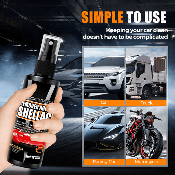 ddioayh Car Shellac Remover Spray 120ml Powerful Bird Dropping Tree Sap Bug Stain Cleaner For Car Paint Glass With Microfiber Cloth
