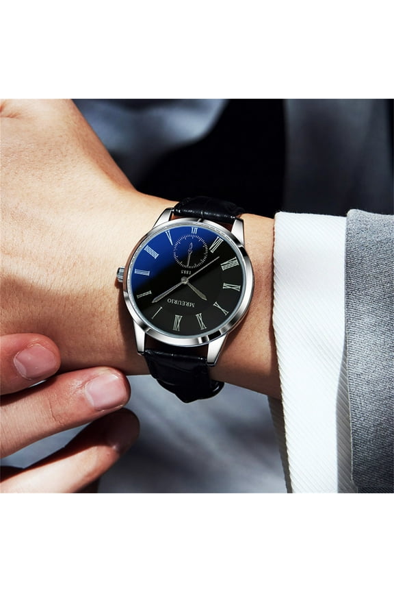 Casual Quartz Watch with Blue Light Glass and Leather Strap for Men and Women, Fashion Wristwatch with Anti-Scratch Dial and Alloy Case, 40mm Dial Diameter and 11mm Thickness