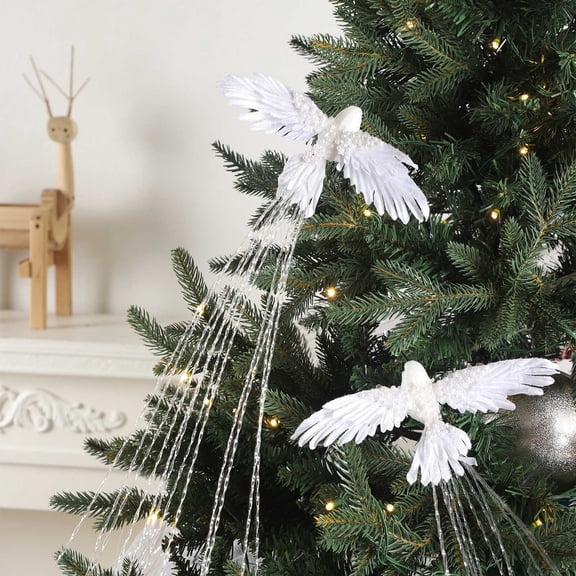 ddioayh Christmas Glitter Poinsettia Birds Ornaments Plastic Decor for Tree Wedding Holiday, Multicolor Festive Hanging Decorations for Home Party Gift