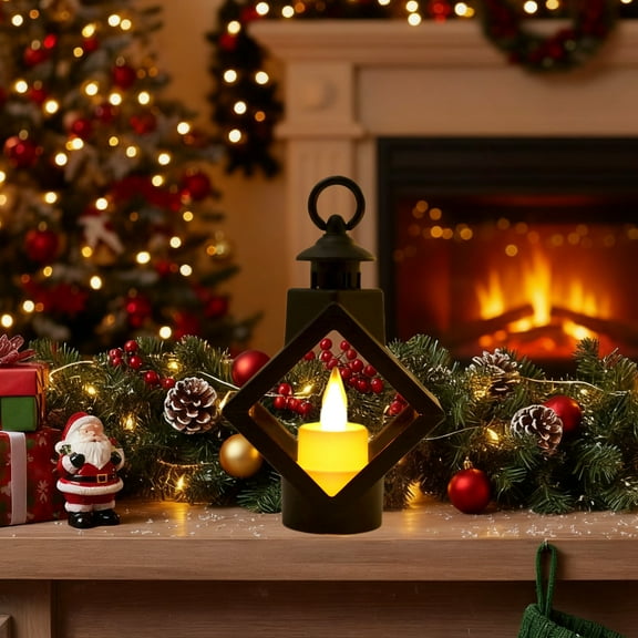 ddioayh Christmas LED Lanterns for Home Decor, Plastic Flameless Candlestick with Snowflake Design, Modern Holiday Mood Lights in Red/White/Black