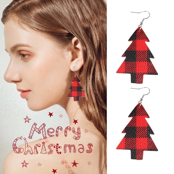 ddioayh Christmas Leather Drop Earrings with Geometric Patterns