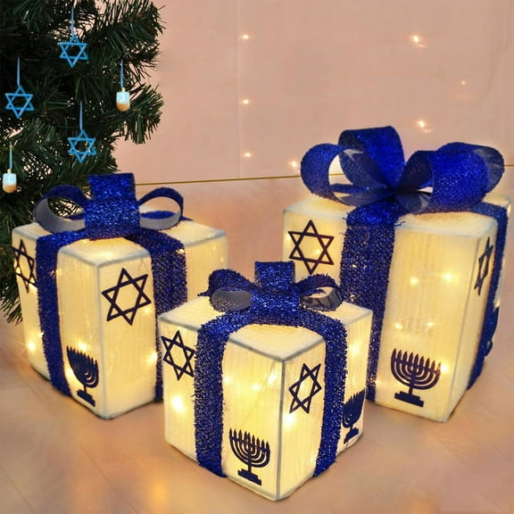 ddioayh Christmas Lighted Gift Box Set - 3PCS Material, LED Lights For Tree Fireplace Decor