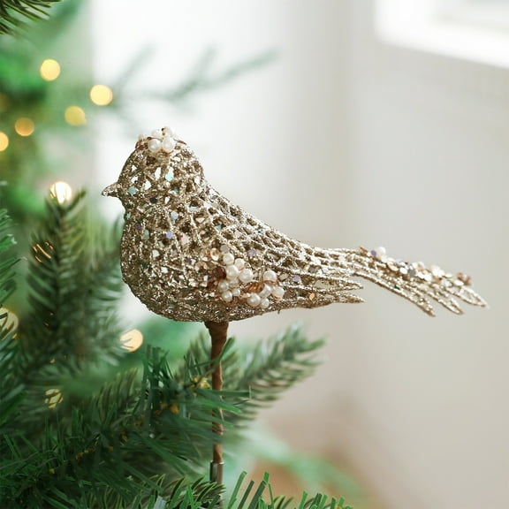 ddioayh Christmas Ornament Realistic Birds Clip-On Branch Decoration Powder-Dusted Openwork Design for Christmas Tree Home and Garden Decor