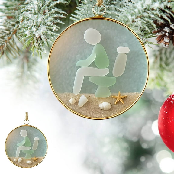 ddioayh Christmas Ornament with Sea Glass Nativity Scene - Elegant Acrylic Holiday Decor for Tree & Home, Durable Spiritual Gift for Family