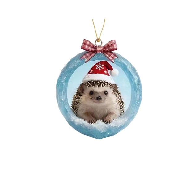 ddioayh Christmas Ornaments 2D Acrylic Animal Decorations With Ice Crystal Cave Design And Snowflake Accents For Holiday Tree Wall Decoration 3.15 Inch