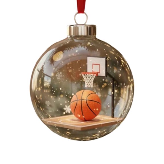 ddioayh Christmas Ornaments Crystal Glass Ball Set with Sports Theme 8cm for Xmas Tree Decor, Home Office Decoration and Memorial Gifts