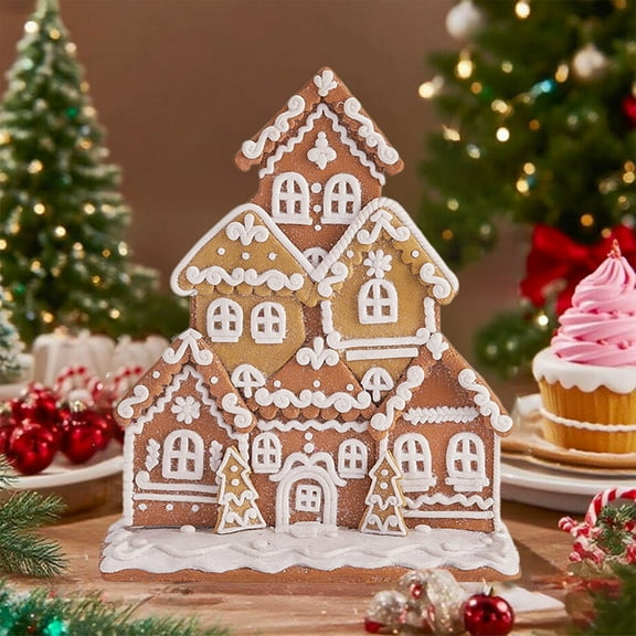 ddioayh Christmas Snow House Soft Clays Decoration, 28x23x8.7cm Coffee Holiday Home/Office Decor Ornament with Whimsical Touch, 1120g Lightweight Gift for Festive Season