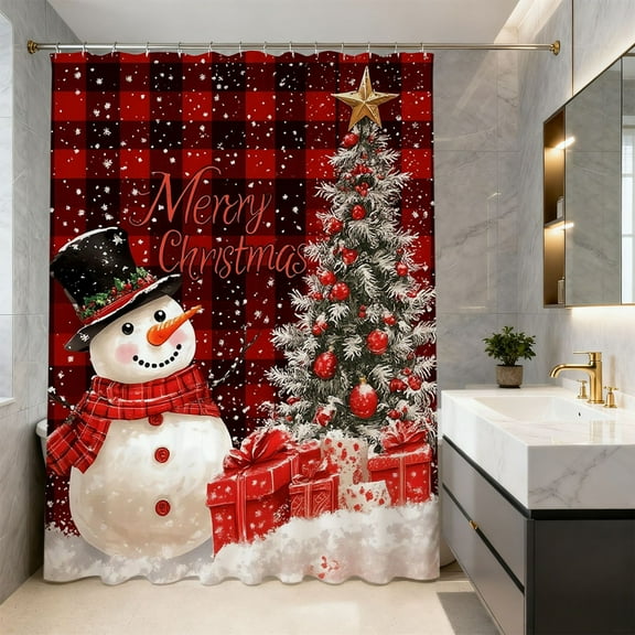 ddioayh Christmas Themed Waterproof Durable Shower Curtain 180x150cm for Bathroom with Festive Decor