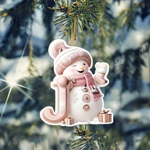 ddioayh Christmas Tree Decoration Pendant - 2D Flat Acrylic Snowman Letter Ornament, Festive Hanging Decor for Holiday, 17 Color Options (A-S), Lightweight & Durable