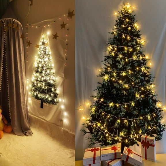 ddioayh Christmas Tree Hanging Cloth with 10M Battery Lights - 75x100cm Waterproof Fiber Wall Decoration for Holiday Background & Tablecloth