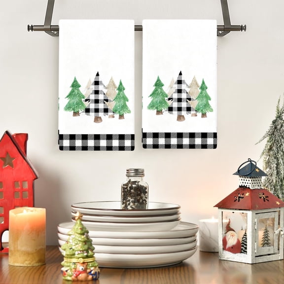 ddioayh Christmas Tree Printed Holiday Towel - Durable Matte Kitchen Dish Towel Bathroom Decorative Towel