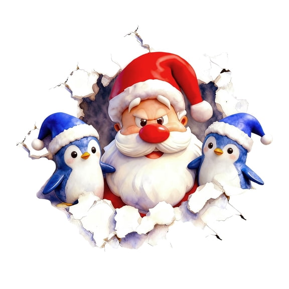 ddioayh Christmas Wall Sticker 3D Santa Claus Peeking Illusion Damage-Free Decor No Residue Easy Apply for Holiday Home Decoration